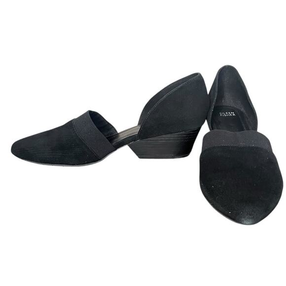 EILEEN FISHER‎ Marra d'Orsay Black Suede Pointed Toe Pump Women's Size 13 - Picture 1 of 7